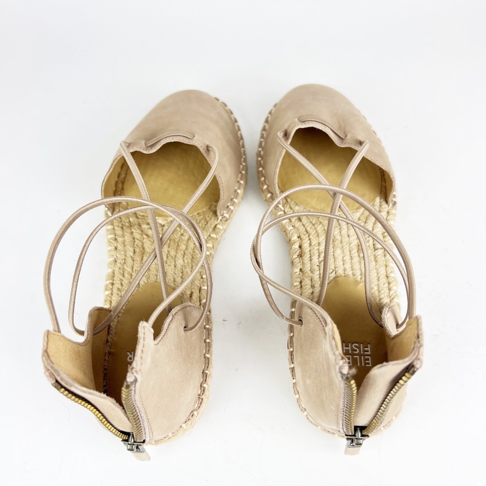 New Eileen Fisher 7.5 Leather Lace Up D'Orsay Lee Espadrille NUDE Flat Sandals - Picture 10 of 11